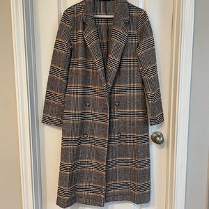 Double Breasted Plaid Coat